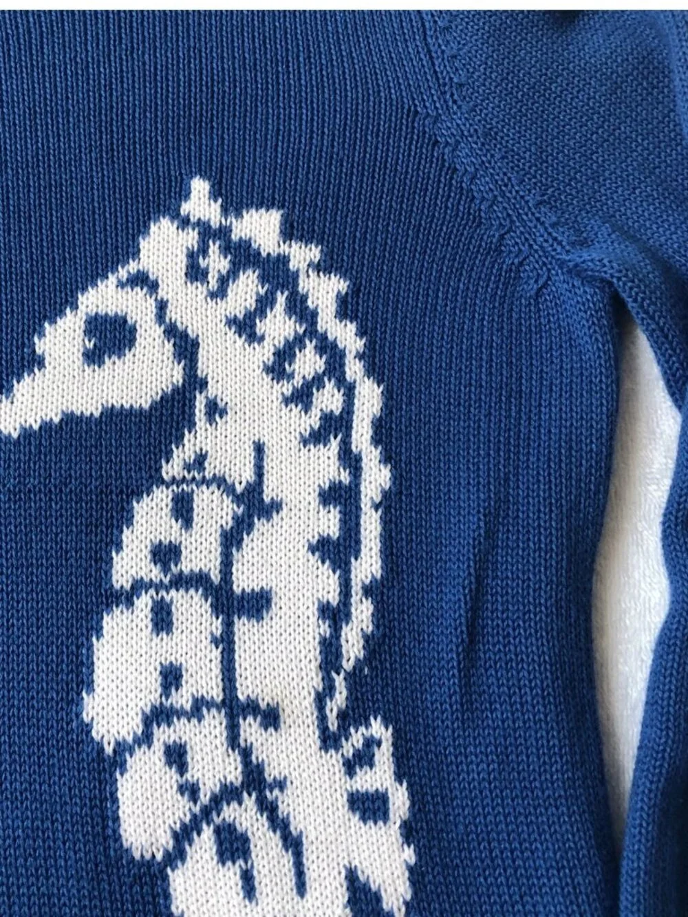 Lilly Pulitzer Kellyn Seahorse Sweater Barton Blue Beach Classic sz Medium HTF
